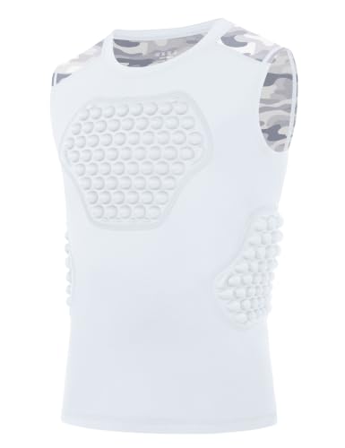 Roadbox Youth Baseball Chest Protector Padded Compression Shirt Heart Guard - color: 06 White+Light Grey Camo, size: X-Small
