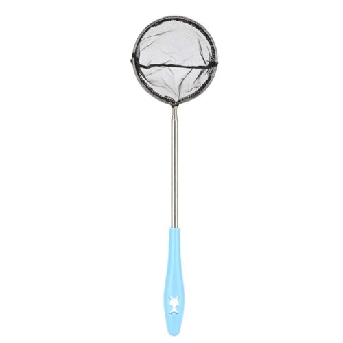 Aquarium Shrimp Net, Stainless Steel Fine Mesh Nest Extendable Fish Fish Skimmer Net Scoop with Long Handle(Round)