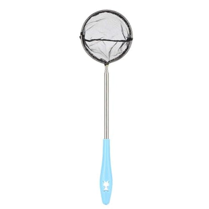 Aquarium Shrimp Net, Stainless Steel Fine Mesh Nest Extendable Fish Fish Skimmer Net Scoop with Long Handle(Round)