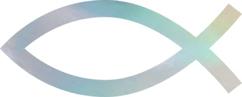 Jesus Fish Christian 2 (Hologram) (Set Of 2) Premium Waterproof Vinyl Decal Stickers For Laptop Phone Accessory Helmet Car Window Bumper Mug Tuber Cup Door Wall Decoration - color: Hologram, size: 4.8 inches x 1.9 inches