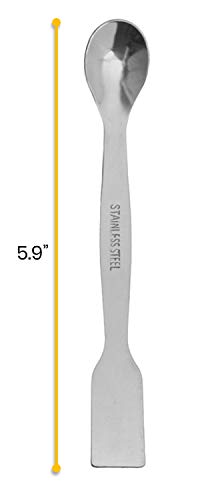 EISCO 12PK Scoops with Spatula, 5.9" - Stainless Steel, Polished One Flat End, Spoon End- Eisco Labs
