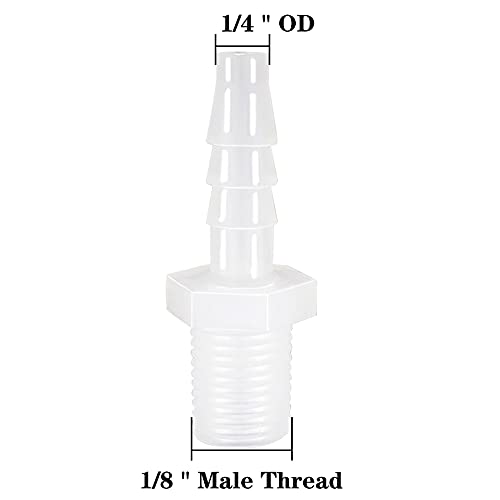 Plastic Hose Barb Fitting 1/4" Barb X 1/8 NPT Male Thread Adapter Connector Pipe Fittings for Fuel Gas Liquid Air (Pack of 5) - size: 1/4" Barb X 1/8 NPT Male Thread
