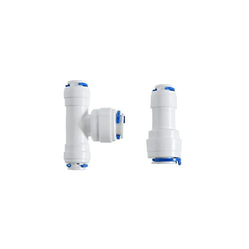 3/8-inch x 1/4-inch 6 pcs T and 6 pcs I Tube Quick Push in Connector for RO Water System (3/8-inch x 1/4-inch x 1/4-inch T)