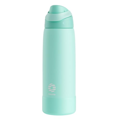 FJbottle Insulated Stainless Steel Water Bottle, 32 oz No Straw Leakproof Sports Water Bottle with Adjustable Handle for Travel Gym Workout Mintgreen - color: Mintgreen, size: 33.8 Ounces