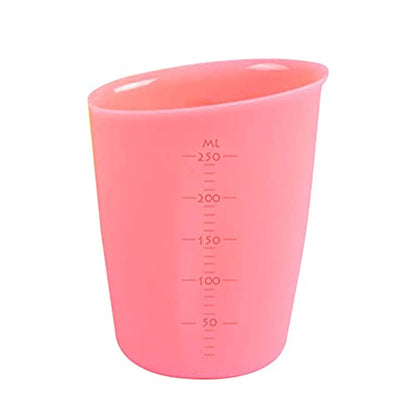 1 Pack Soft Silicone Measuring Cups with Marked 250ml, Flexible Extruded and Poured Double Scale Baking Cups - for Cooking, Resin Mixing, Coffee,Butter, Chocolate, or DIY Projects (Pink)