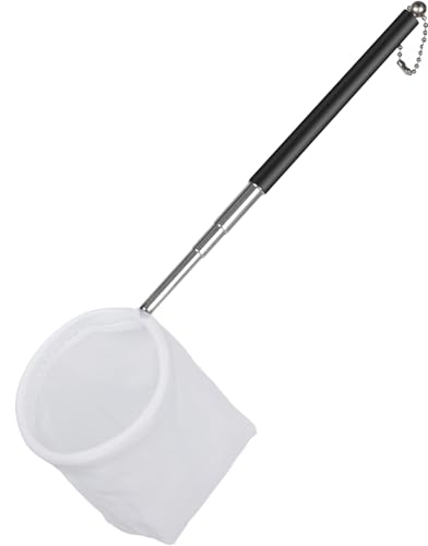 Pawfly Aquarium Shrimp Net - 3 Inch Tiny Fish Tank Net With Extendable Stainless Steel Handle, Soft Round Fine Mesh for Baby Fish, Food Residue, and Debris Skimming in Tanks & Small Ponds