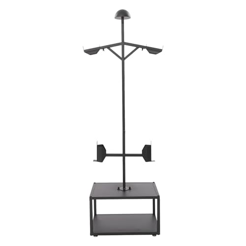 Tactical Gear Stand, Heavy Duty Steel Tactical Vest Stand Adjustable Military Gear Holder Free-Standing Helmet Vest Belt Organizer Rack Police Gear Holder for Indoor Home Garage - color: Black