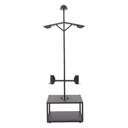 Tactical Gear Stand, Heavy Duty Steel Tactical Vest Stand Adjustable Military Gear Holder Free-Standing Helmet Vest Belt Organizer Rack Police Gear Holder for Indoor Home Garage - color: Black