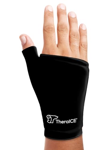 TheraICE Wrist Ice Pack Wrap Thumb Brace for Either Hand for Hot & Cold Therapy - Reusable Soft Gel Glove for Injuries, Carpal Tunnel, Arthritis, De Quervain's Tenosynovitis - Fits Most Women - S/M | S/M Fits Most Women Cold Therapy Reusable Soft Gel Glov