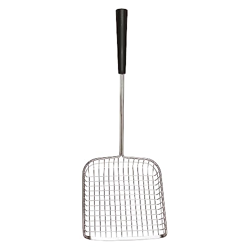 Cat Poop Scooper & Chicken Poop Scooper - Rugged Big 6" Square Stainless Steel Long Handle for Home Kitty Litter Scoop & Farm Chicken Compatible Coop Scooper (Scoop)