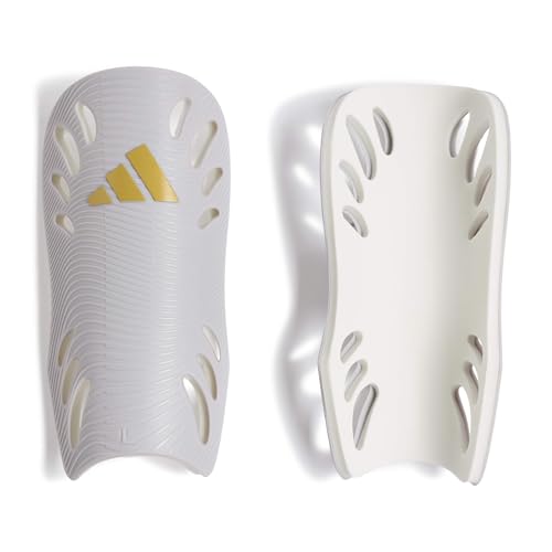 adidas Unisex Adiflex Soccer Shin Guards - color: Team Light Grey/Gold Metallic, size: X-Small