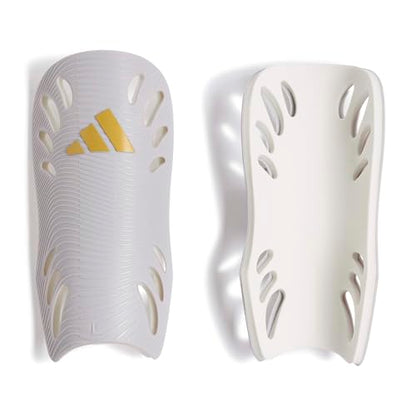 adidas Unisex Adiflex Soccer Shin Guards - color: Team Light Grey/Gold Metallic, size: Small