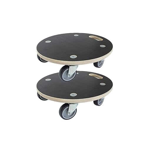 Furniture Moving Dolly Round Wood Platform Dolly 2 Packs, 12.4 x 12.4 inch 882 lbs Capacity Heavy Duty Wood Dollies cart with Wheels, Movers Carrier with 4 Soft Rubber Silent Wheels - size: 2 packs Small Dolly with Rubber wheel