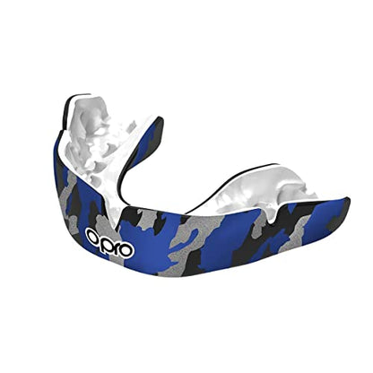OPRO Instant Custom Fit Moldable Mouth Guard, Dentist Level, Adults & Kids - color: Blue Camo - Black/Blue/Silver, size: Adult (10+)