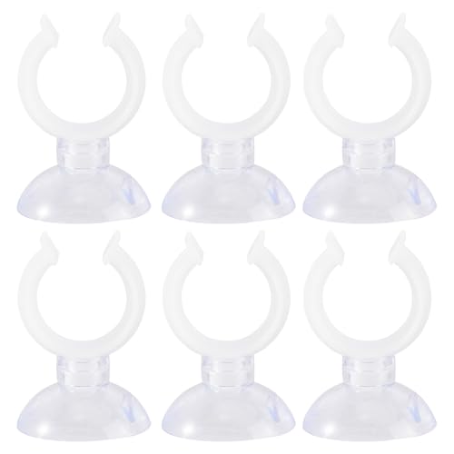 Abaodam 6 Pcs Aquarium Water Pipe Clamp Holder 1/2 Inch Tube Clip with Suction Cups for Fish Tank Air Hose Fixed Clip Small Fish Tank Accessories