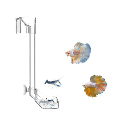 Aquarium Fish Shrimp Feeding Dish Set - Clear Feeder Tube and Dish With Cleaning Brush and Measuring Spoon for Shrimp - Prevents Food Scattering - Supplies for Small Fish