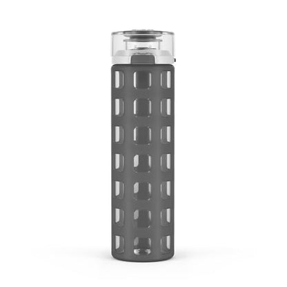Ello Syndicate Glass Water Bottle with One-Touch Flip Lid, Grey , 20-ounce - color: Grey, size: 20 Ounces