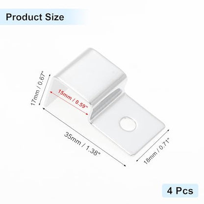 4 Pcs Aquarium Lid Clips, 15mm Aquarium Cover Support Clamps, Aquarium Cover Holder Lid, Stainless Steel Aquarium Tank Cover Clamps Set, Silver Tone