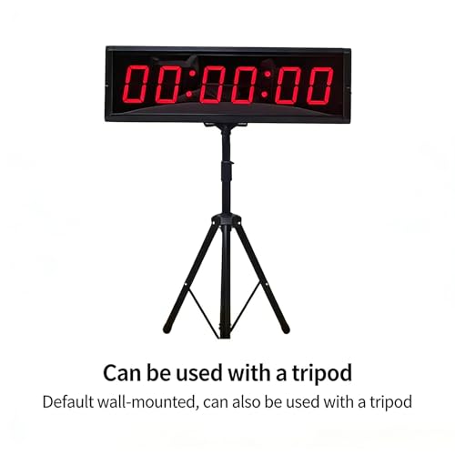 Gym Timer Clock with Start/Stop Button, Race Timing Clock with Tripod, 12/24H Digital Wall Clock for Home Gym Tabata, HIIT, Running Events