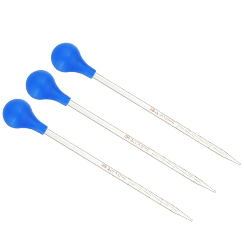 PATIKIL Graduated Dropper Pipettes Kit, 3pcs 2ml Borosilicate Glass Pipette with Rubber Cap for Transfer Liquid for Lab, Chemistry, Clear - size: 2ml