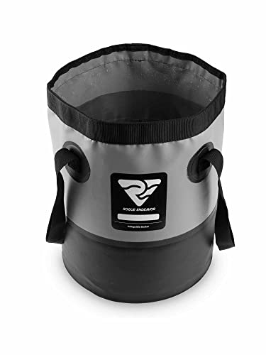 Heavy Duty Collapsible Bucket 3 Gallon (15L), Mesh Bag, Beach and Salt Water Ready, Durable Reinforced Design with Metal Hardware (Black 3 Gallon (15L))