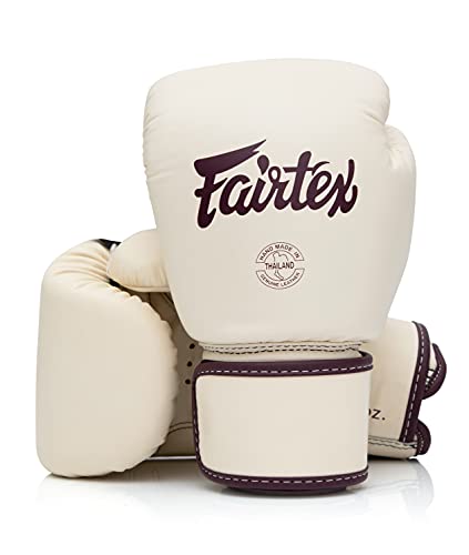 Fairtex BGV16 Compact Boxing Gloves, Leather Muay Thai MMA Kickboxing Gear | Traditional handmade cowhide construction. Contoured design ensures a secure, comfortable fit for high-intensity gym training - color: Khaki, size: 14 oz
