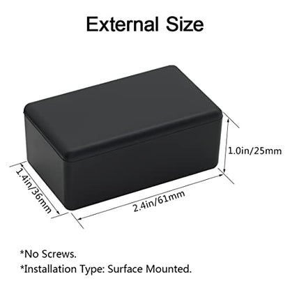 Project Box 10 Pieces ABS Plastic Electrical Project Case Small Junction Box for Electronics Black 2.4 x 1.4 x 1 inch (61 x 36 x 25 mm) - size: 2.40" x 1.42" x 1.0"(10pc)