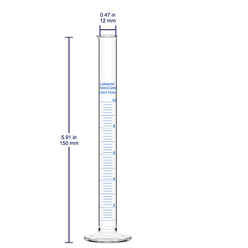 4-Pack Borosilicate Glass 10 ml Heavy Wall Graduated Cylinder Measuring Cylinder - size: 10 ml
