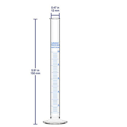 4-Pack Borosilicate Glass 10 ml Heavy Wall Graduated Cylinder Measuring Cylinder - size: 10 ml