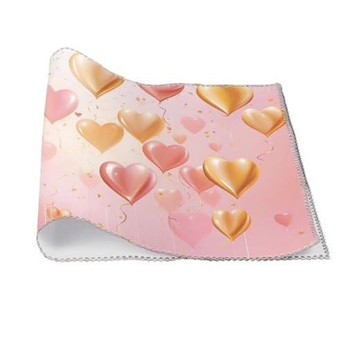 Placemat Set of 4 Washable Place Mats Heat Resistant Golden Heart in The Sky Table Mats for Kitchen Non-Slip Placemats Wipeable Desktop Protection Mat for Dining Table, 30x45cm - color: Golden Heart in the Sky