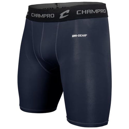 CHAMPRO Men's Polyester/Spandex Lightning Compression Shorts - color: Navy, size: Large