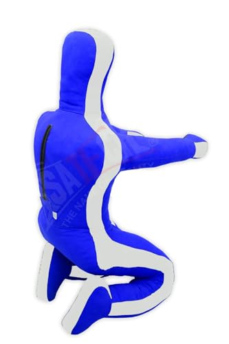MMA Grappling Dummy, Training Punching Bag, Black and Red, Canvas Material, Sitting Position with Target - color: Blue, size: 5ft (60")