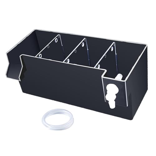 Aquarium Fish Tank Filter Drip Flow Box Clear Waterfall Increase Water Flow Hang on Filter Box Accessory for Small Fish Tanks, Black 24x10.5x10cm