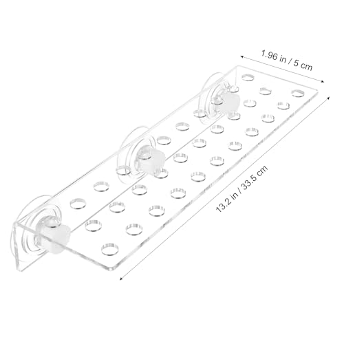 POPETPOP Coral Frag Rack : 32 Holes Clear Acrylic Coral Bracket with Powerful Suction Cup for Fish Tank Aquarium, 13.17X4.13X2.16in