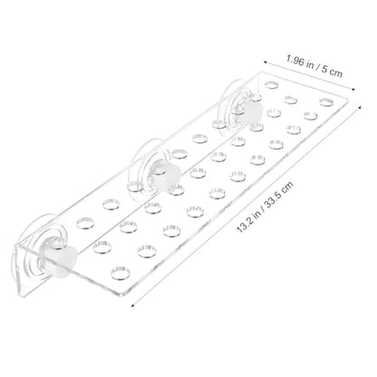 POPETPOP Coral Frag Rack : 32 Holes Clear Acrylic Coral Bracket with Powerful Suction Cup for Fish Tank Aquarium, 13.17X4.13X2.16in