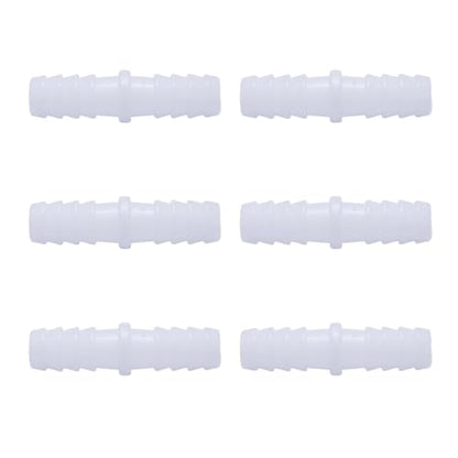 6PCS 3/8" x 3/8" Plastic Hose Connector,Barbed Splicer Mender Adapter Union for Aquarium and Air Hose Repair - size: 6Pcs,3/8" x 3/8"