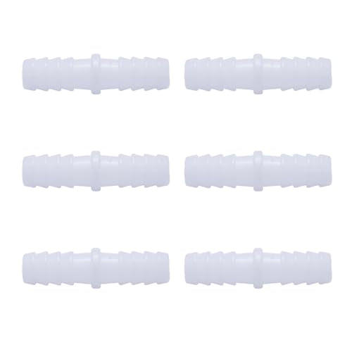 6PCS 3/8" x 3/8" Plastic Hose Connector,Barbed Splicer Mender Adapter Union for Aquarium and Air Hose Repair - size: 6Pcs,3/8" x 3/8"