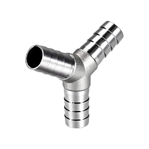 1/2" Hose Barb Fitting Equal Barbed Y Shaped 3 Way Wye Stainless Steel Tubing Joint Splicer Mender Adapter Union for Oxygen Tubing Pipe Household Fuel Gas Liquid Air with 3pcs Hose Clamps - size: 1/2 Inch, style: 1 Pcs