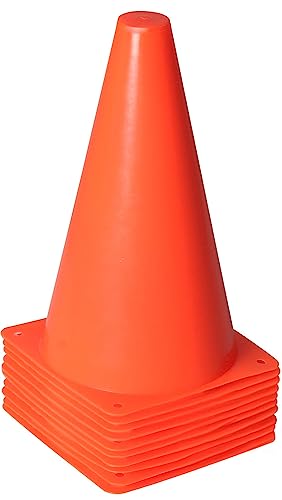 Alyoen 9 inch Orange Traffic Cones, Plastic Sports Cones, Soccer Training Cones for Outdoor Activity & Festive Events (Sets of 10/15/ 20) - color: 10-Pack Orange