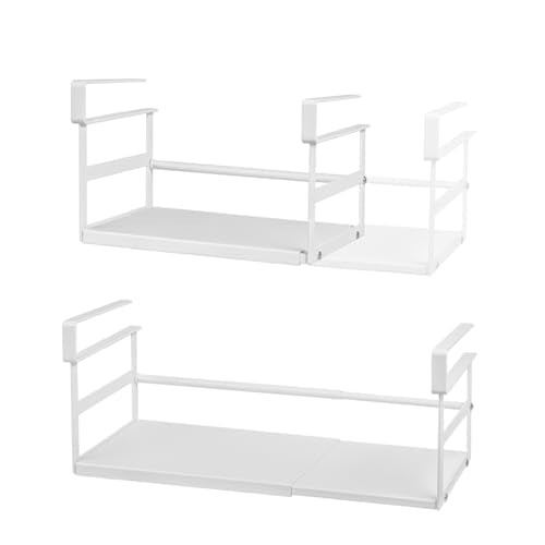 Under Shelf Storage Basket, 2-Pack Under Cabinet Shelf Organizer | Expandable Hanging Basket Holds 35 lbs Add-On Kitchen Pantry Cupboard Counter Laundry 10.04-16.81" W x 7.2" D x 5.12"H