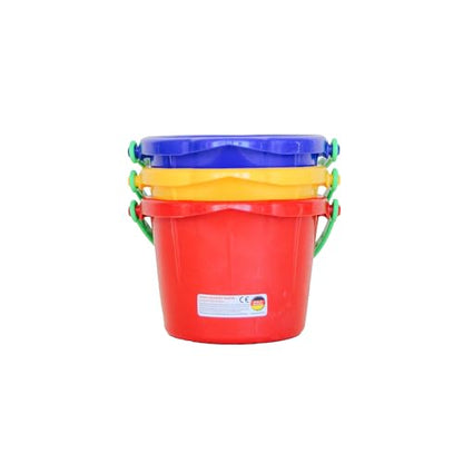 Spielstabil Beach Toys Bundle - 3 Pack of Small Sand Pails (1 Red, 1 Blue, 1 Yellow Beach Bucket) - Sand Buckets for Kids and Outdoor Play Equipment for 18 Months and Up