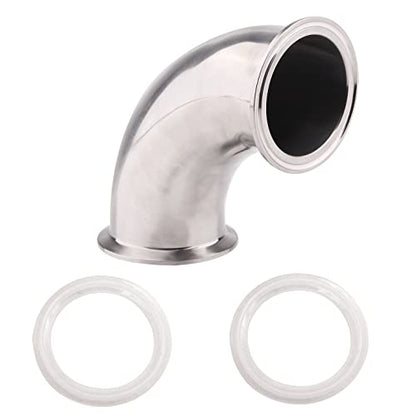 DERNORD Sanitary Ferrule Elbow 90 Degree Pipe Fitting with 2 Pieces Silicone Gasket SS304 Tri Clamp (2-1/2" Tube OD) - size: 2-1/2" Tube OD, style: Pack of 1