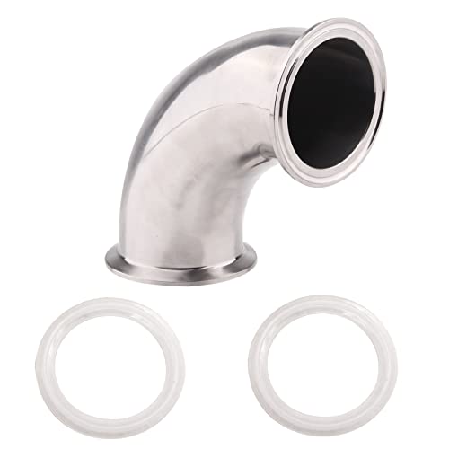 DERNORD Sanitary Ferrule Elbow 90 Degree Pipe Fitting with 2 Pieces Silicone Gasket SS304 Tri Clamp (2-1/2" Tube OD) - size: 2-1/2" Tube OD, style: Pack of 1