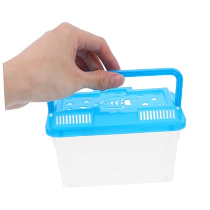 Abaodam 4Pcs Portable Mini Plastic Turtle Tank with Handle Transparent Fish Breeding Box for Small Fish Turtles Reptiles and Hamsters Decorative and Convenient Pet Carrier