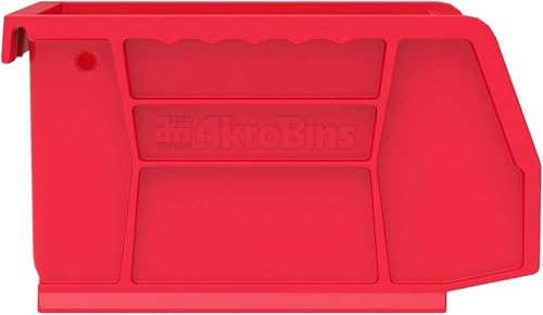 Akro-Mils 30210 AkroBins Plastic Storage Bins, Space-Saving Stackable Bins for Garage, Pantry, Craft Organization, 5" x 4" x 3", Red, 24-Pack
