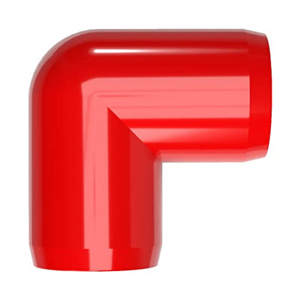 1” 90 Degree Elbow Furniture Grade PVC Fitting in Red, Made in USA, UV-Resistant, Impact-Proof, 1.315” Actual Socket Diameter (Pack of 4) - F00190E-RD-4 - color: Red