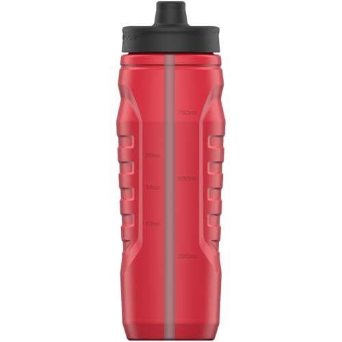Under Armour Squeeze Water Bottles, 32 oz Water Bottles, Sideline Sports Water Bottle with Quick-Shot Lid, Quick & Easy Hydration, Gym Water Bottles, Squeeze Bottle, 1 32oz Bottle - color: Red