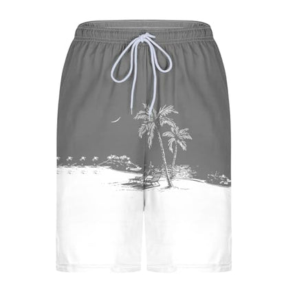 Men's Swim Trunks with Compression Liner Drawstring Bathing Suits Board Beach Shorts with Pockets - color: Gray, size: Medium