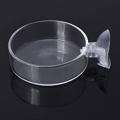 Glass Feeder Dish 2.4 Inches Wide 0.7 Inches Transparent Round Food Bowl for Cory Pleco Bottom Feeding Fish Aquarium Heater Light Thermometers Gravel Sand Decorations