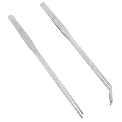 2PCS Aquarium Tools 27cm Extended Aquatic Plant Tweezer Stainless Steel Brushed Aquatic Plant Clip for Medical Use Sewing Gardening